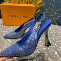 Louis Vuitton LV Women Sparkle Slingback Pump Bleu Roi Blue Strass 9.5 Cm Heel (7)