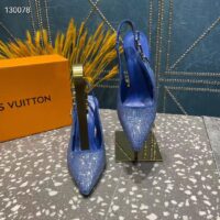 Louis Vuitton LV Women Sparkle Slingback Pump Bleu Roi Blue Strass 9.5 Cm Heel (7)