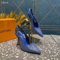 Louis Vuitton LV Women Sparkle Slingback Pump Bleu Roi Blue Strass 9.5 Cm Heel (7)
