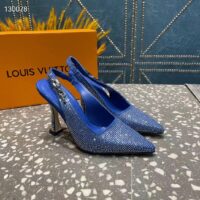 Louis Vuitton LV Women Sparkle Slingback Pump Bleu Roi Blue Strass 9.5 Cm Heel (7)