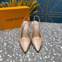 Louis Vuitton LV Women Sparkle Slingback Pump Nude Pink Calf Leather Elasticized 9.5 Cm Heel (9)