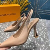 Louis Vuitton LV Women Sparkle Slingback Pump Nude Pink Calf Leather Elasticized 9.5 Cm Heel (9)