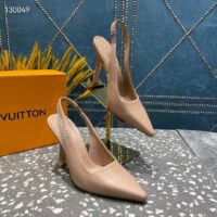 Louis Vuitton LV Women Sparkle Slingback Pump Nude Pink Calf Leather Elasticized 9.5 Cm Heel (9)