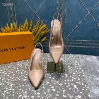 Louis Vuitton LV Women Sparkle Slingback Pump Nude Pink Calf Leather Elasticized 9.5 Cm Heel (9)