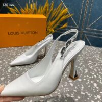 Louis Vuitton LV Women Sparkle Slingback Pump Silver Metallic Calf Leather 9.5 Cm Heel (7)