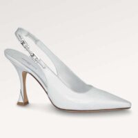 Louis Vuitton LV Women Sparkle Slingback Pump Silver Metallic Calf Leather 9.5 Cm Heel (7)