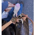 Louis Vuitton Unisex LV Bunny Key Holder Brown Pink Leather Canvas Mink - immagine 11