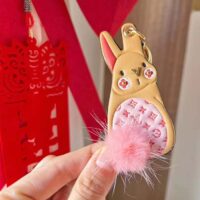 Louis Vuitton Unisex LV Bunny Key Holder Brown Pink Leather Canvas Mink (3)