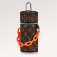 Louis Vuitton Unisex LV Monogram Barrel Pouch Bag Charm Brown Canvas Leather (6)