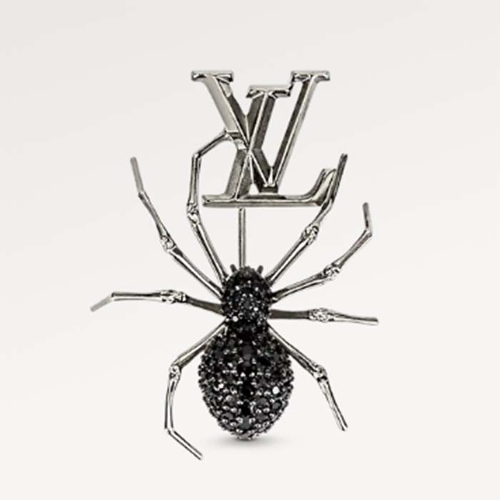 Louis Vuitton Unisex LV Spider Brooch Black Metal Black Ruthenium-Colour Finish Strass