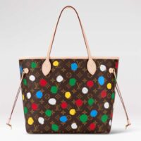 Louis Vuitton Unisex LVxYK Neverfull MM Tote Monogram Coated Canvas 3D Painted Dots Print (14)