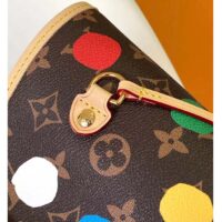 Louis Vuitton Unisex LVxYK Neverfull MM Tote Monogram Coated Canvas 3D Painted Dots Print (14)