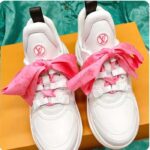 Louis Vuitton Women LV Archlight Sneaker Pink Mix Materials Monogram Ribbon Laces - Image 3