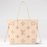 Louis Vuitton Women LV Neverfull MM Tote Pink Embossed Supple Grained Cowhide Leather