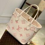 Louis Vuitton Women LV Neverfull MM Tote Pink Embossed Supple Grained Cowhide Leather - Image 3