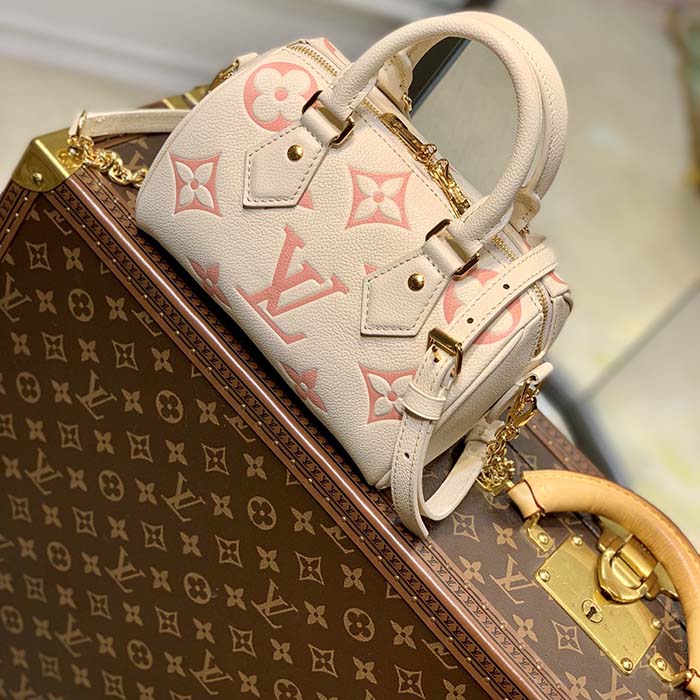 Louis Vuitton Women LV Speedy Bandouliere 20 Handbag Pink Monogram Empreinte Embossed Cowhide (4)