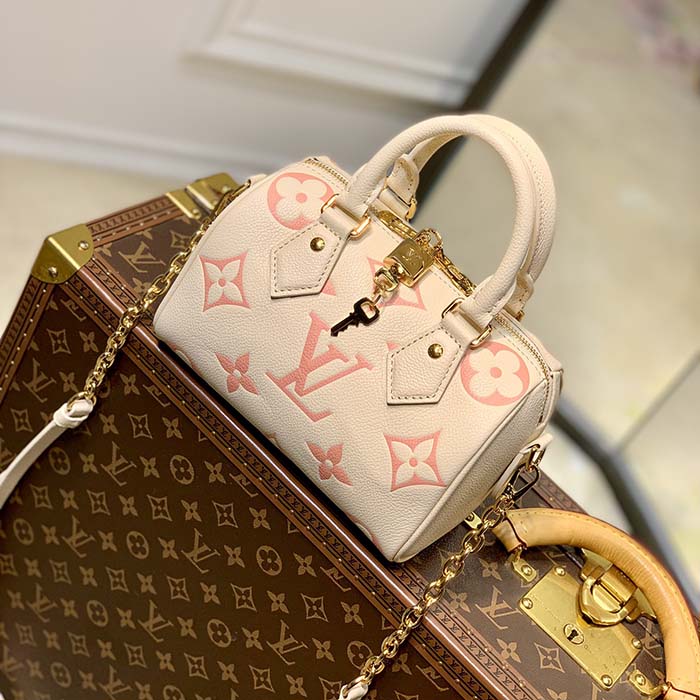Louis Vuitton Women LV Speedy Bandouliere 20 Handbag Pink Monogram Empreinte Embossed Cowhide (7)