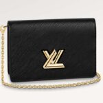 Louis Vuitton Women LV Twist Belt Chain Pouch Black Epi Grained Cowhide Leather