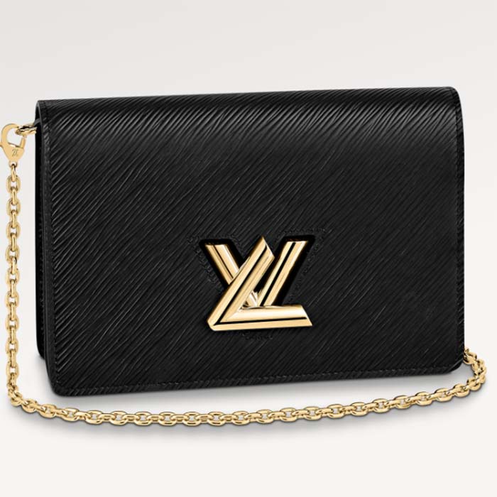 Louis Vuitton Women LV Twist Belt Chain Pouch Black Epi Grained Cowhide Leather