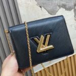 Louis Vuitton Women LV Twist Belt Chain Pouch Black Epi Grained Cowhide Leather - Imagen 3