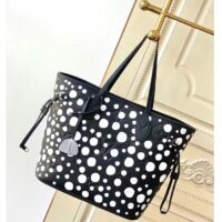 Louis Vuitton Women LVxYK Neverfull MM Tote Black White Embossed Grained Monogram Empreinte Cowhide (4)