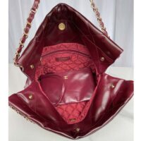 Chanel Women CC 22 Handbag Shaded Calfskin Gold-Tone Metal Pink Burgundy (1)