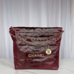 Chanel Women CC 22 Handbag Shaded Calfskin Gold-Tone Metal Pink Burgundy - Bild 4