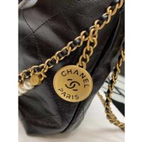 Chanel Women CC 22 Mini Handbag Shiny Crumpled Calfskin Gold-Tone Metal Black (6)