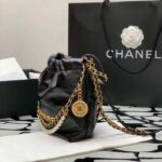 Chanel Women CC 22 Mini Handbag Shiny Crumpled Calfskin Gold-Tone Metal Black - immagine 4