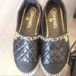 Chanel Women CC Tweed Calfskin Loafer Black Leather Gold Tone Metal - Bild 8