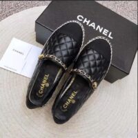 Chanel Women CC Open Toe Sandal Tweed Calfskin Black Leather Gold Tone Metal (4)