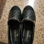 Chanel Women CC Tweed Calfskin Loafer Black Leather Gold Tone Metal - Bild 5