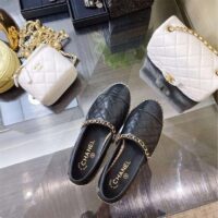 Chanel Women CC Open Toe Sandal Tweed Calfskin Black Leather Gold Tone Metal (9)