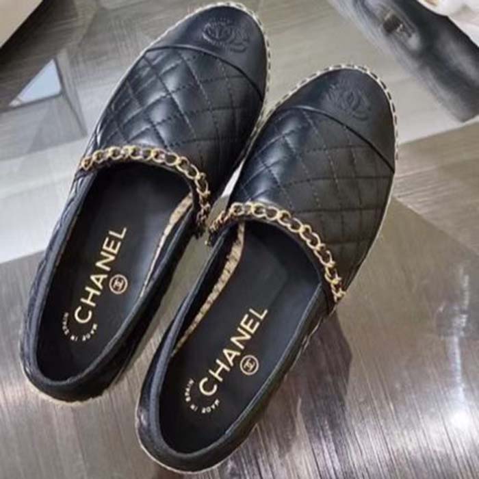 Chanel Women CC Open Toe Sandal Tweed Calfskin Black Leather Gold Tone Metal (9)