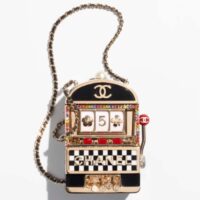 Chanel Women CC Slot Machine Minaudiere Resin Strass Imitation Pearl Gold-Tone Metal