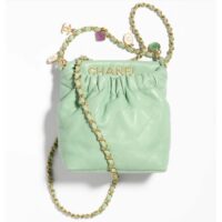 Chanel Women CC Small Bucket Bag Lambskin Resin Gold-Tone Metal Light Green (1)