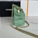 Chanel Women CC Small Bucket Bag Lambskin Resin Gold-Tone Metal Light Green - Image 9