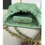 Chanel Women CC Small Bucket Bag Lambskin Resin Gold-Tone Metal Light Green - Image 6