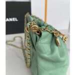 Chanel Women CC Small Bucket Bag Lambskin Resin Gold-Tone Metal Light Green - Image 10