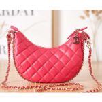 Chanel Women CC Small Hobo Bag Lambskin Shiny Light Gold Metal Pink - Bild 4