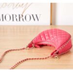 Chanel Women CC Small Hobo Bag Lambskin Shiny Light Gold Metal Pink - Bild 6