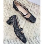 Dior CD Women D-Grace Ballet Pump Black Transparent Mesh Lambskin Roses Embroidery – Image 6