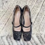 Dior CD Women D-Grace Ballet Pump Black Transparent Mesh Lambskin Roses Embroidery – Image 3