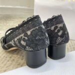 Dior CD Women D-Grace Ballet Pump Black Transparent Mesh Lambskin Roses Embroidery – Image 7