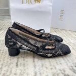 Dior CD Women D-Grace Ballet Pump Black Transparent Mesh Lambskin Roses Embroidery – Image 5