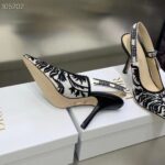 Dior CD Women J'Adior Slingback Pump Black White Ornamental Cotton Cornely Embroidery - Image 10