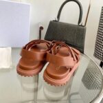 Dior Unisex Shoes DiorAct Sandal Cognac-Colored Lambskin Gold-Finish Metal DIOR Signature – Image 6