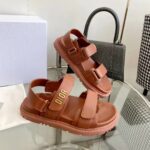 Dior Unisex Shoes DiorAct Sandal Cognac-Colored Lambskin Gold-Finish Metal DIOR Signature – Image 4