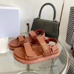 Dior Unisex Shoes DiorAct Sandal Cognac-Colored Lambskin Gold-Finish Metal DIOR Signature – Image 3