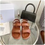 Dior Unisex Shoes DiorAct Sandal Cognac-Colored Lambskin Gold-Finish Metal DIOR Signature – Image 5